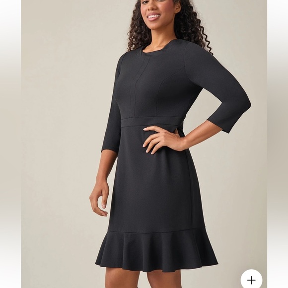 Ruffle Hem Dress, Black Kasper - Picture 2 of 5
